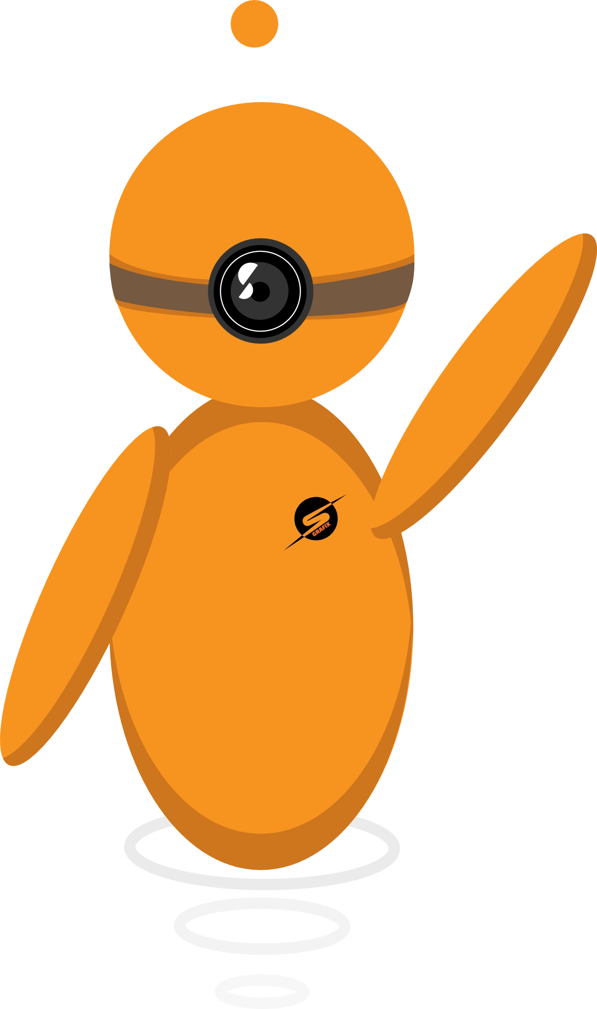 Orange Robot Mascot of Space Grafix, a UI/UX design and WordPress Development agency based in Sandton